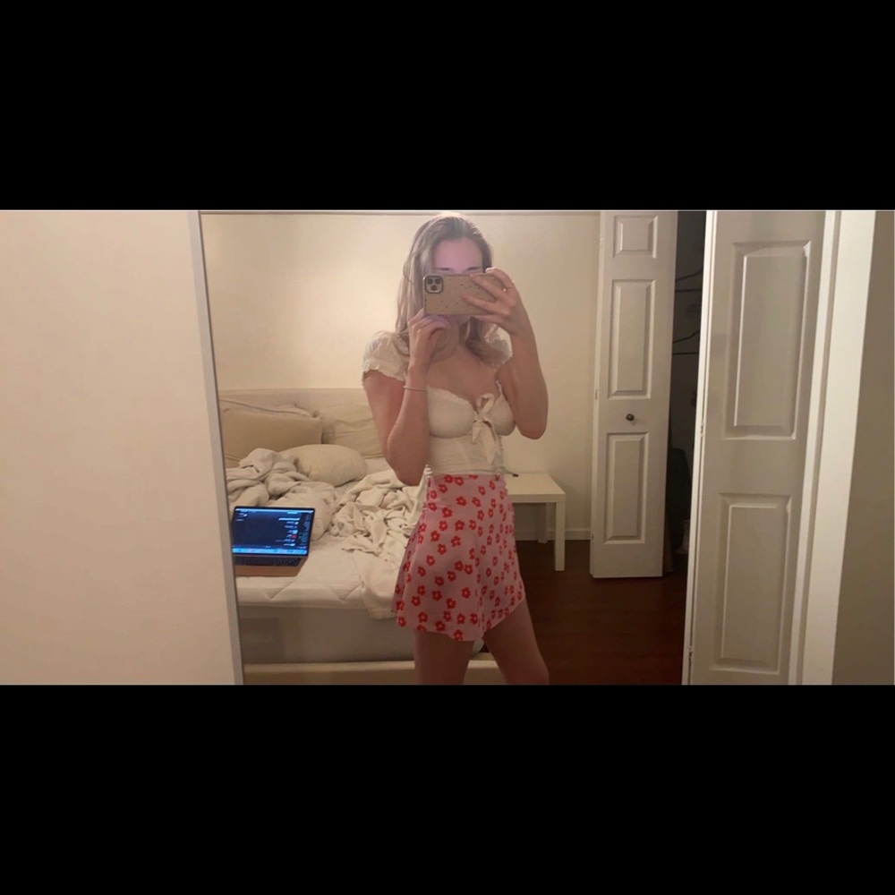 Princess Polly pink floral mini skirt